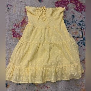 SHEIN Light Yellow Strapless Dress